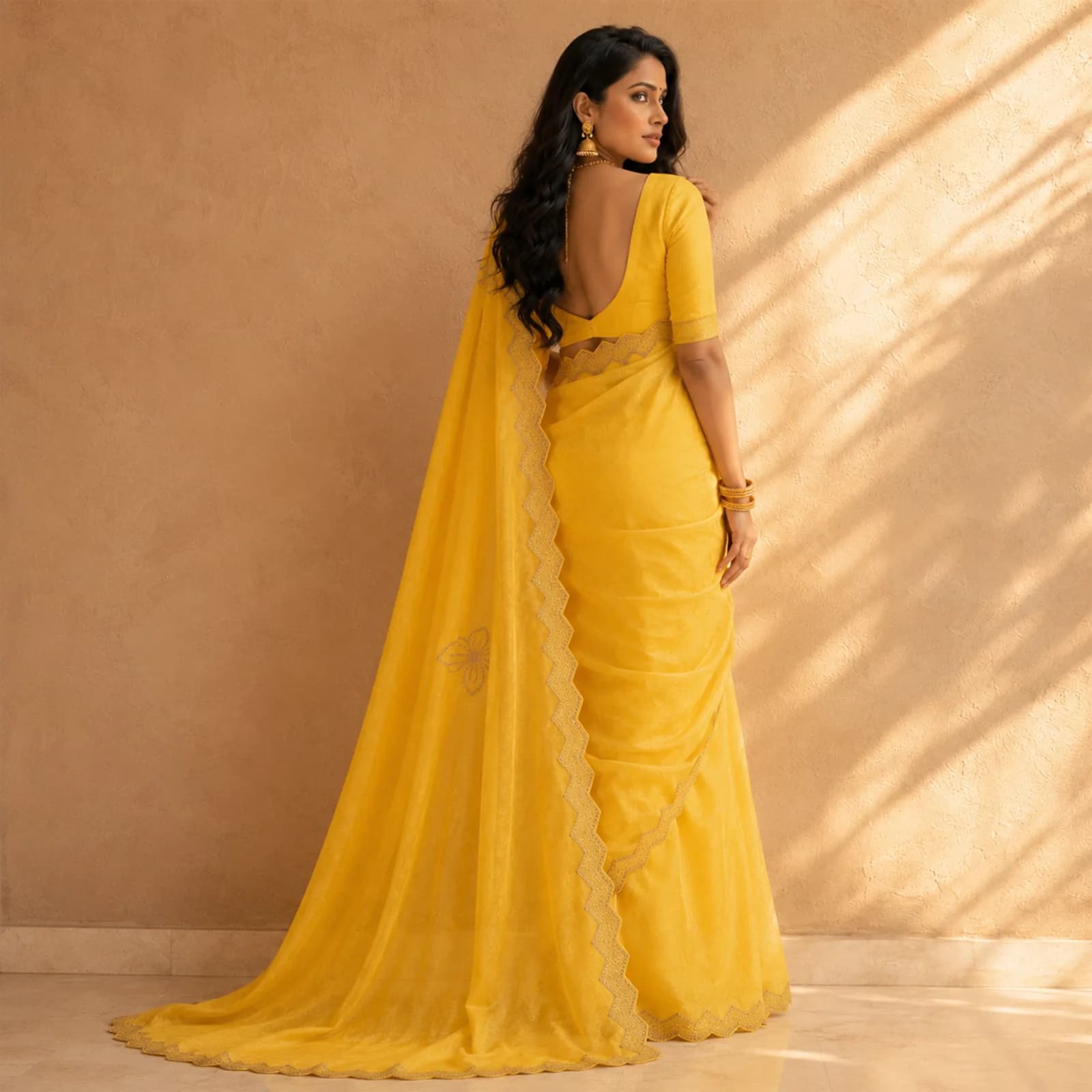 Shakuntala in Royal Violet & Gold Korvai - Angle 3