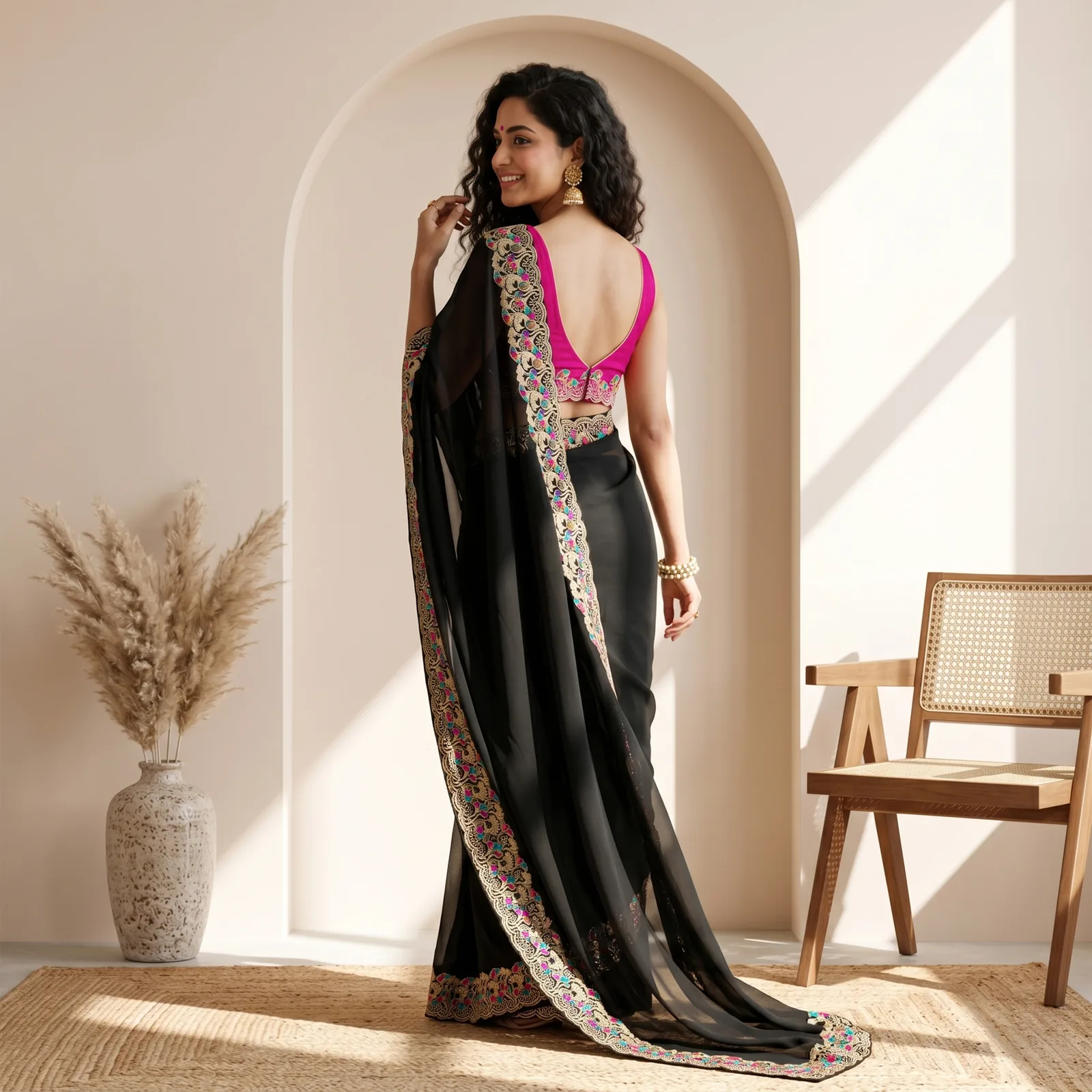 Parama Sundari in Scarlet Red & Heavy Gold Jaal - Angle 5