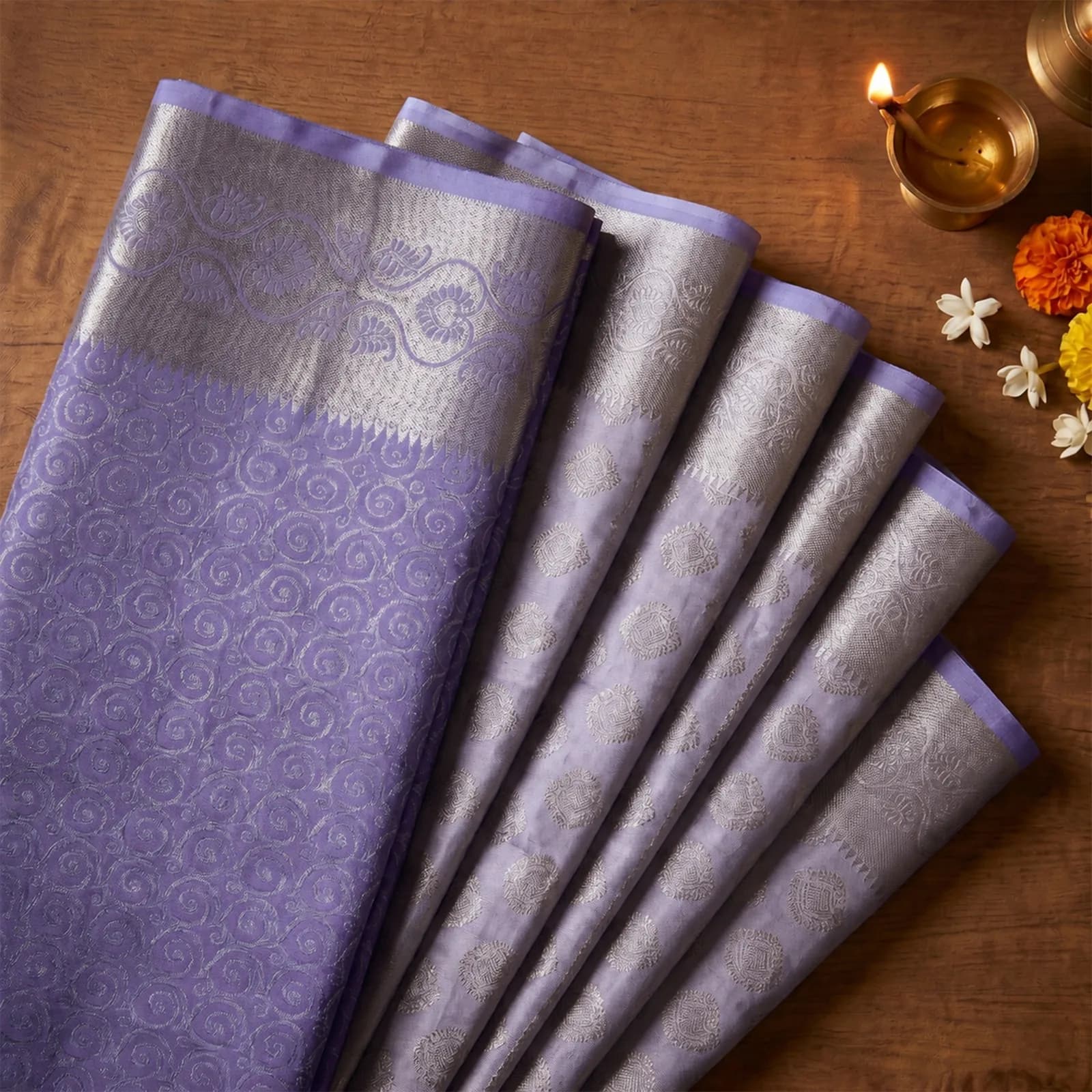 Champa in Ivory & Floral Gold Butis - Angle 13