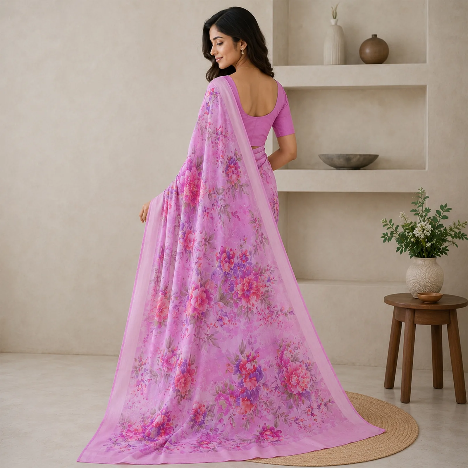 Vasundhara in Bridal Maroon & Temple Gold - Angle 14