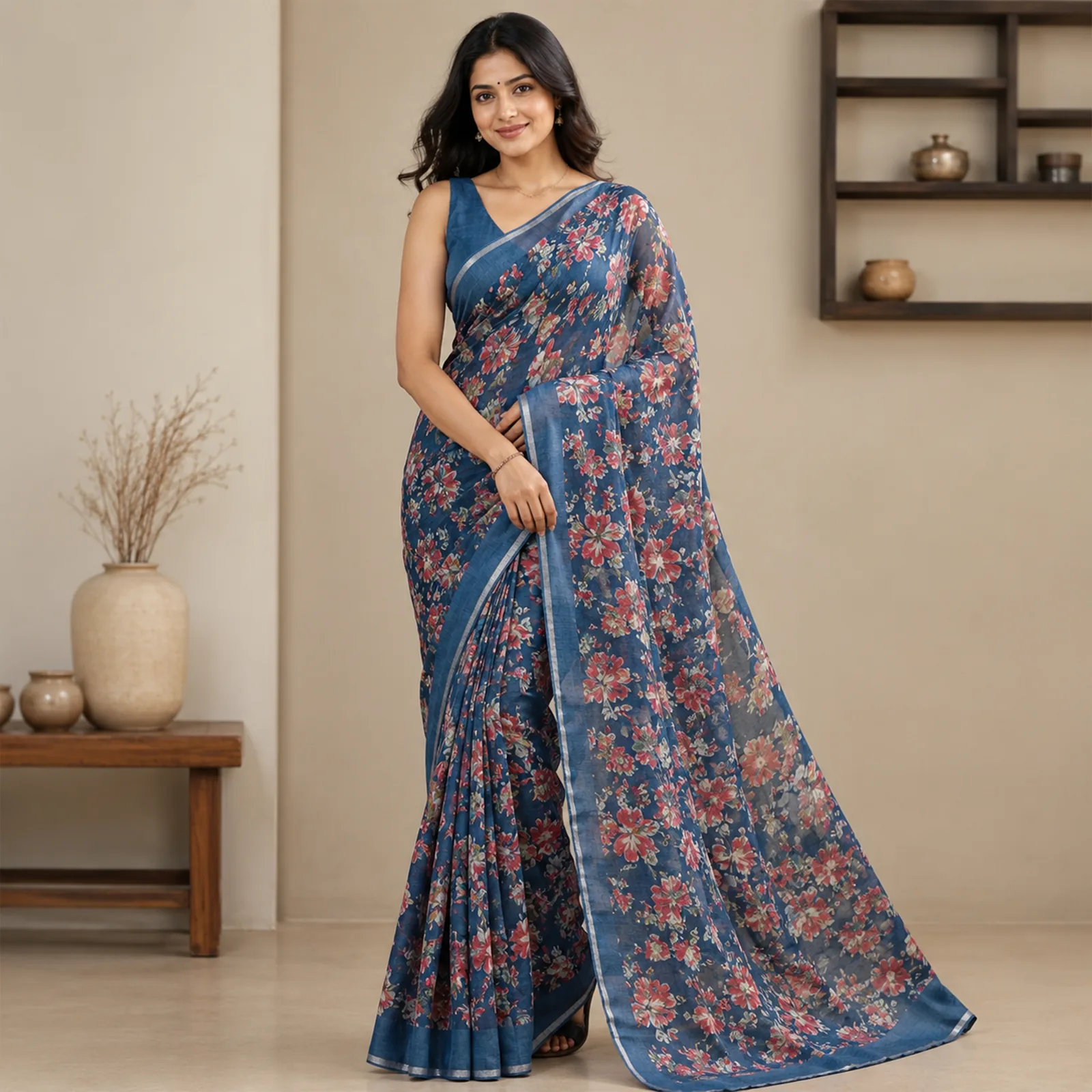Vasundhara in Bridal Maroon & Temple Gold - Angle 17