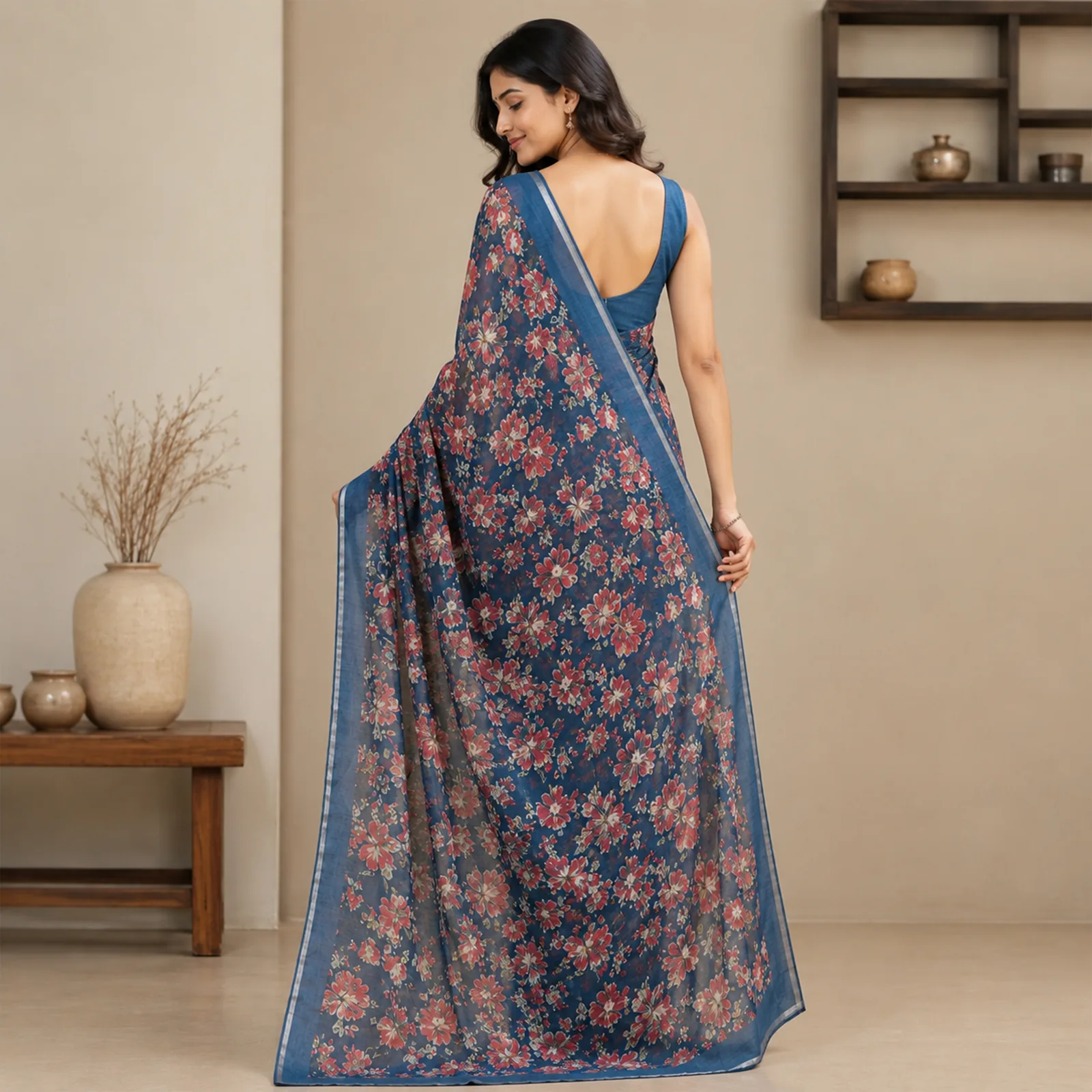 Vasundhara in Bridal Maroon & Temple Gold - Angle 18