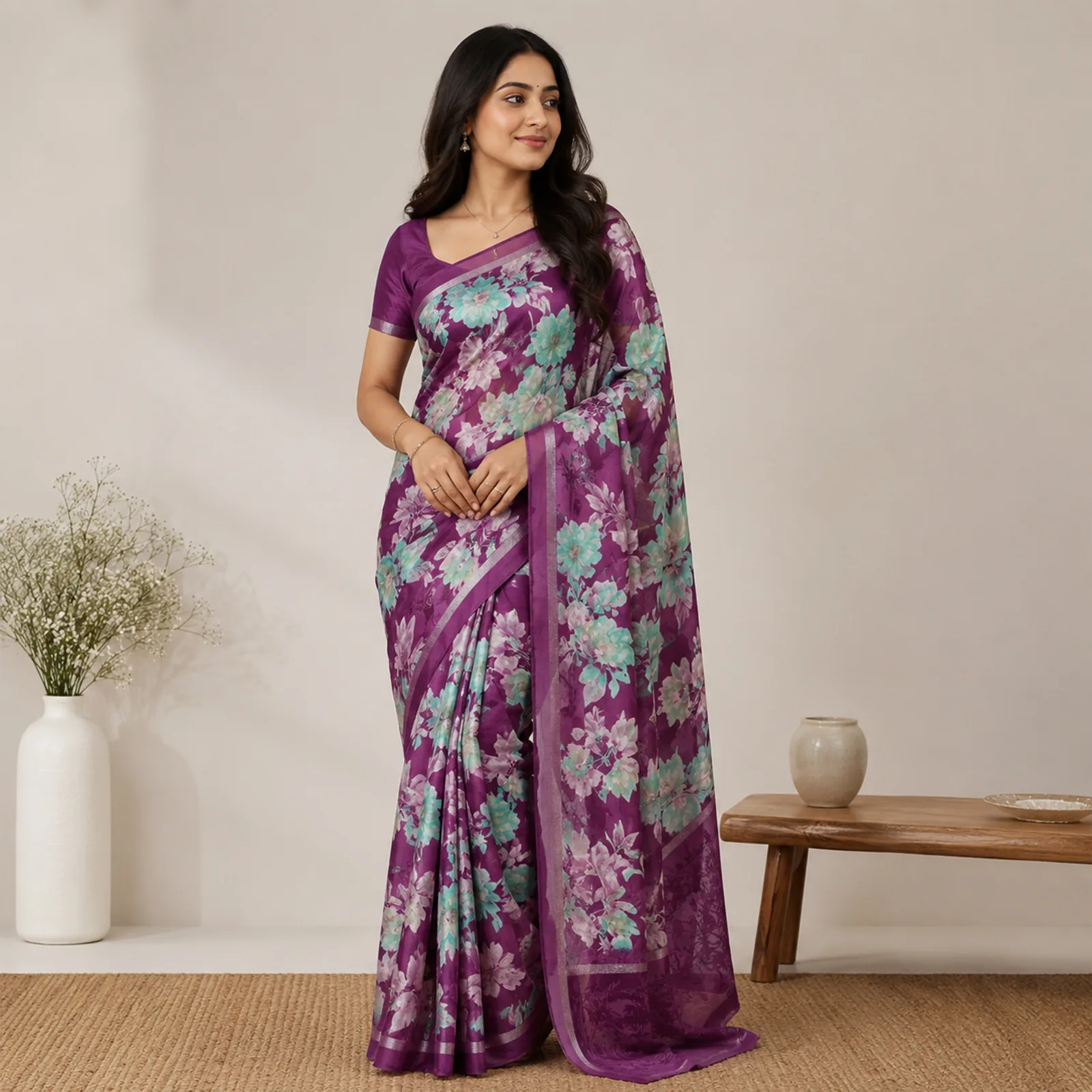 Vasundhara in Bridal Maroon & Temple Gold - Angle 29