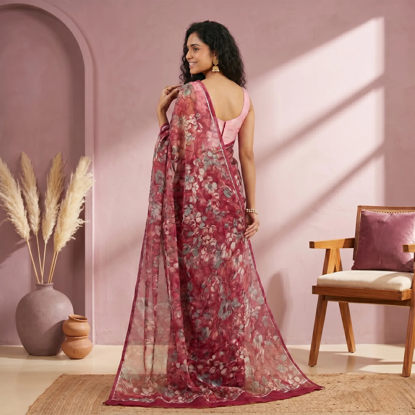 Godavari in Sky Blue & Silver Motif - Angle 2