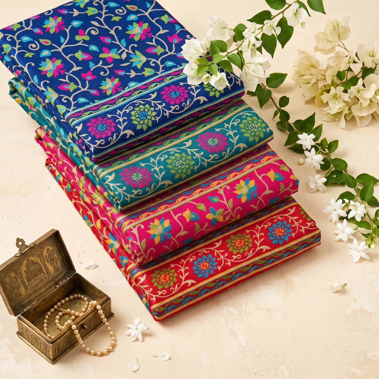 Rangoli in Multicolor Geometric Zari - Angle 7