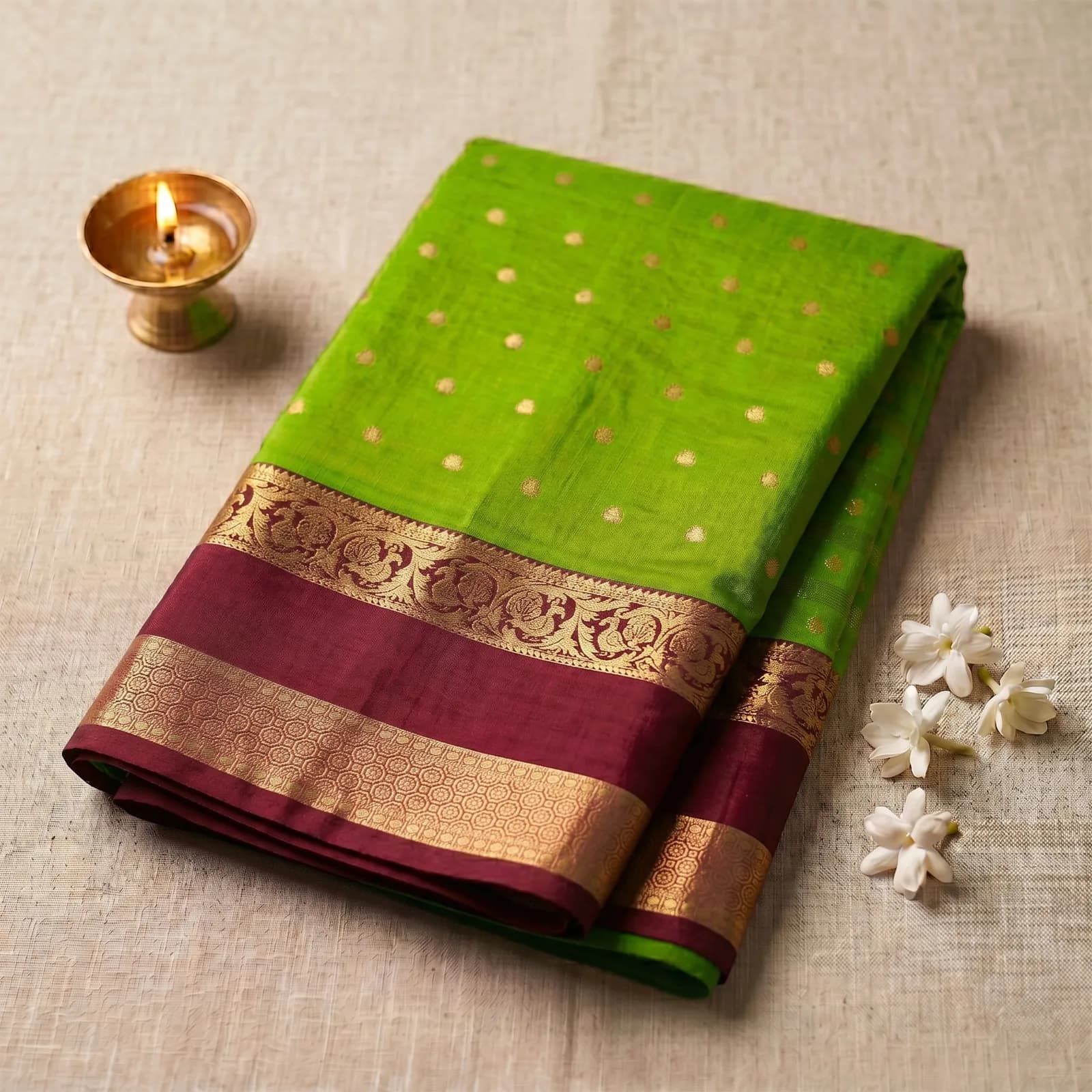 Anushree in Vibrant Pink & Golden Weave - Angle 5