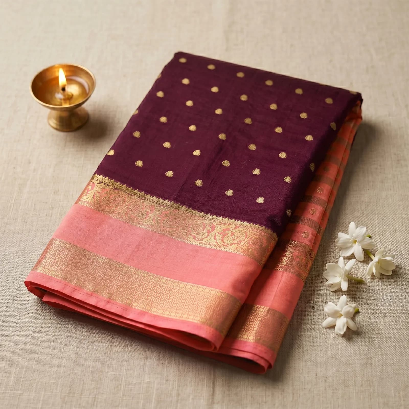 Anushree in Vibrant Pink & Golden Weave - Angle 13