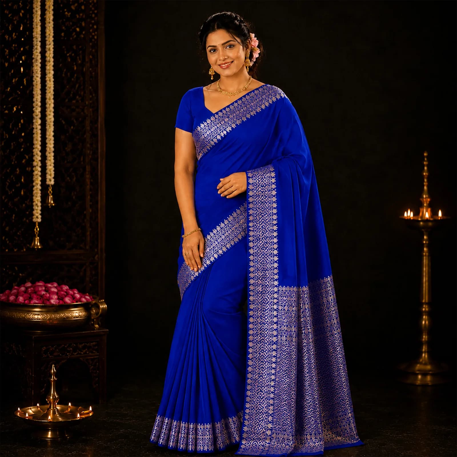 Ganga in Celestial Blue & Pure Gold - Angle 6