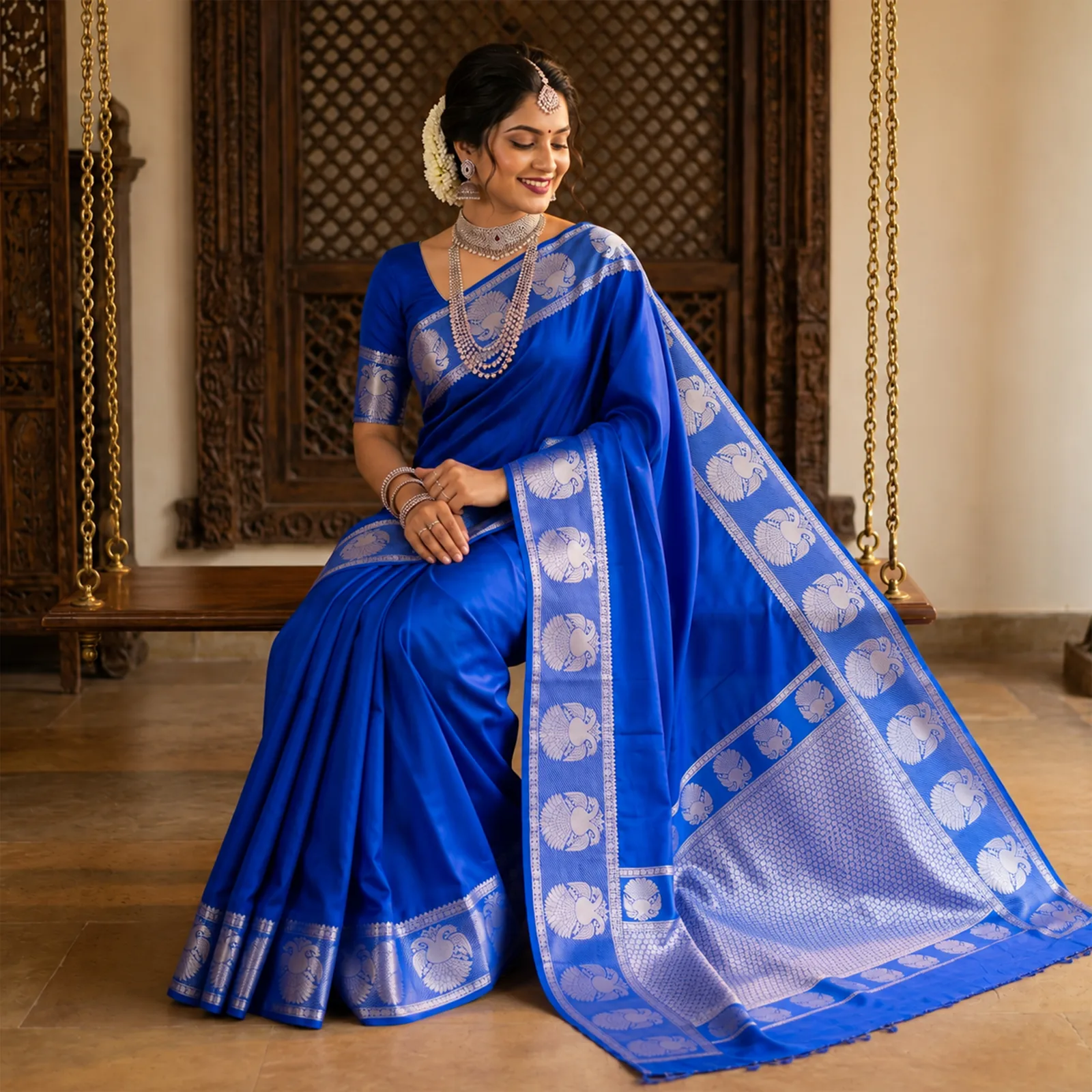 Ganga in Celestial Blue & Pure Gold - Angle 48